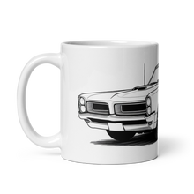 Load image into Gallery viewer, wrap around image of 1965 GTO sketch on white glossy mug
